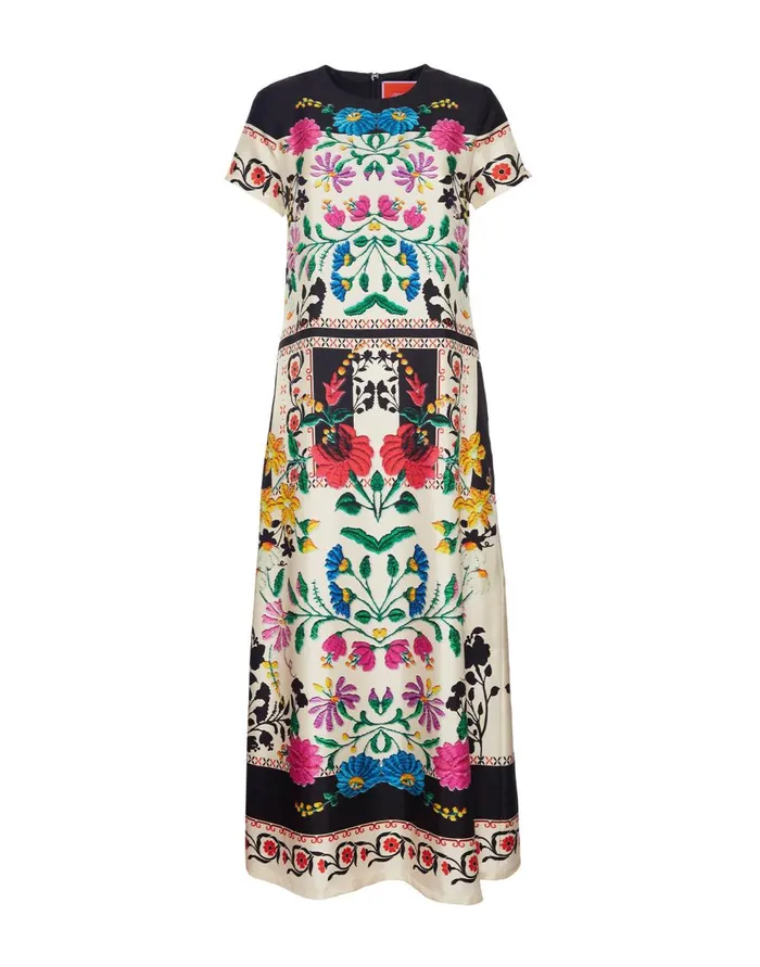 La Doublej Swing Dress Plaza Place Ivory In Silk Twill Women Dresses
