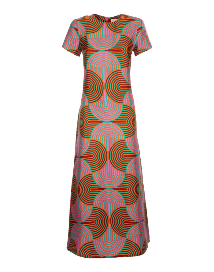 La Doublej Swing Dress Slinky Rosso In Silk Twill Women Dresses