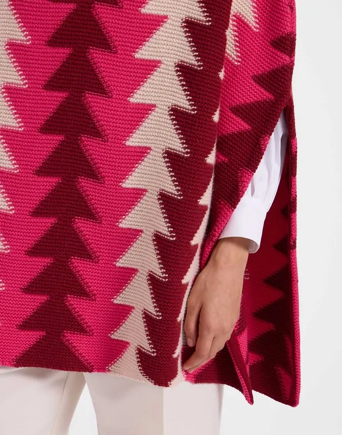 La Doublej Trine Cape Bordeaux In Wool Intarsia Women Knitwear