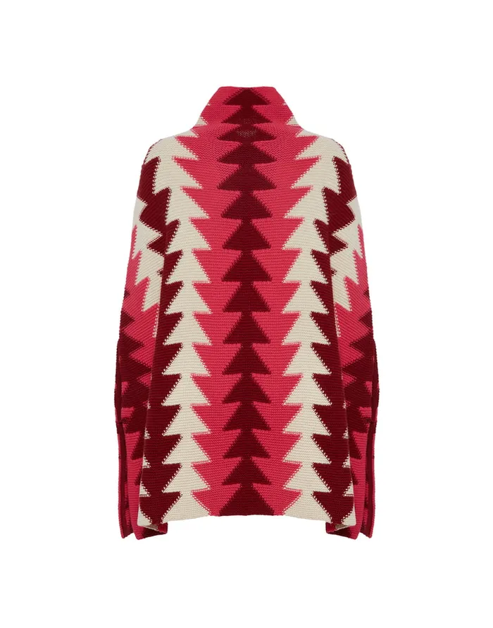La Doublej Trine Cape Bordeaux In Wool Intarsia Women Knitwear