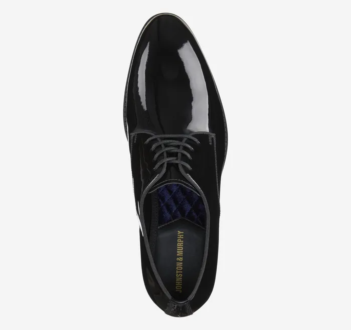 LaceUps Gavney Plain Toe Black Patent 8211 Johnston and Murphy Men
