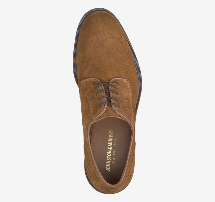 LaceUps Johnston and Murphy Men Hartley Plain Toe Snuff Italian Suede