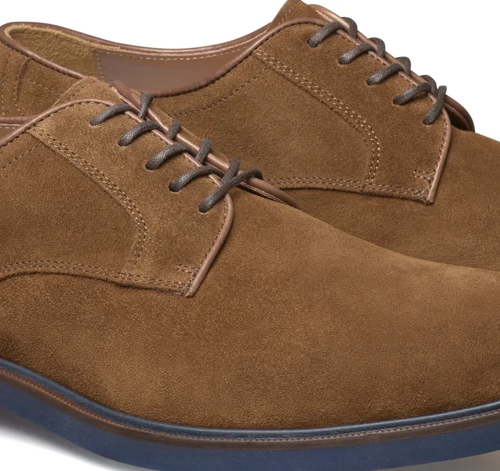 LaceUps Johnston and Murphy Men Hartley Plain Toe Snuff Italian Suede