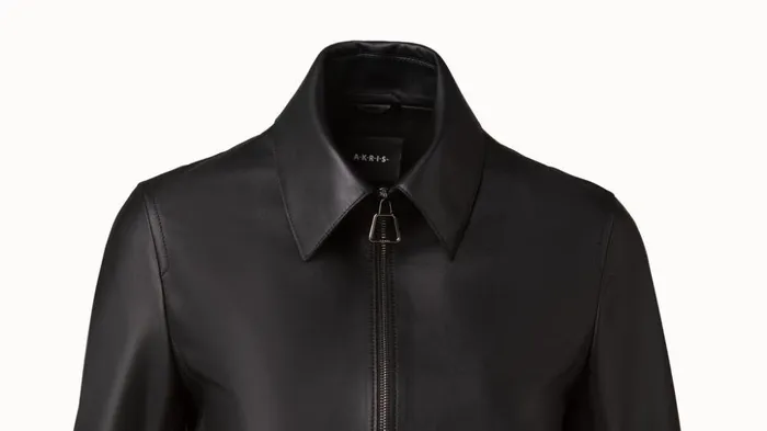 Lamb Nappa Leather Blouson Jacket Black Women Akris Jackets
