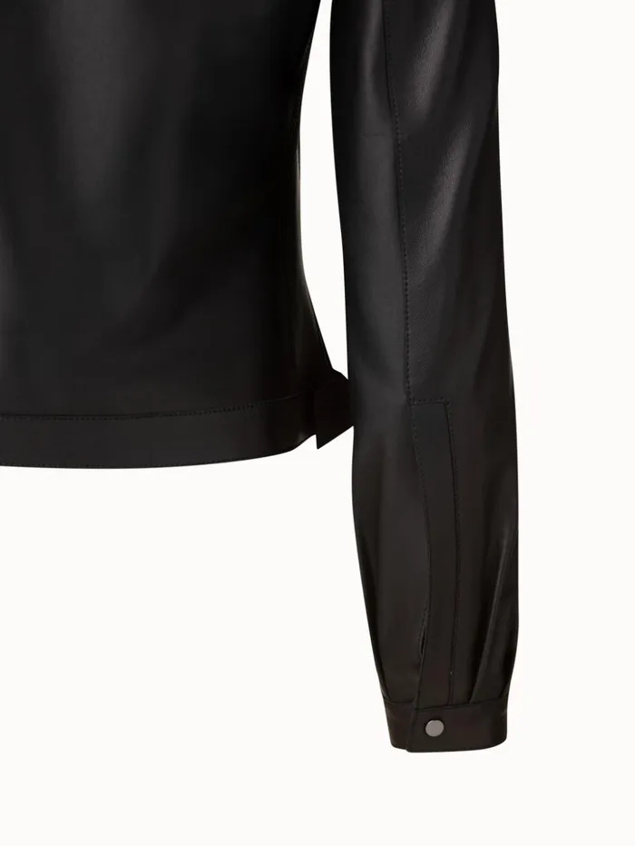 Lamb Nappa Leather Blouson Jacket Black Women Akris Jackets