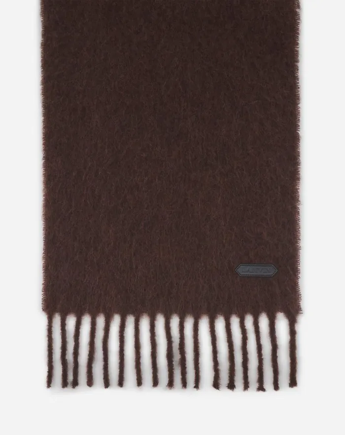 Lanvin Fringed Scarf In Wool Dark Brown Women Lanvin Silks and Scarves Lanvin Fringed Scarf In Wool Dark Brown Women Lanvin Silks and Scarves