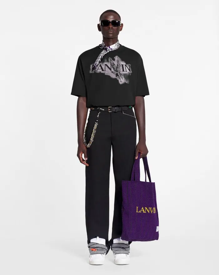 Lanvin X Future Classic Eagle Print Tshirt Black Women Lanvin TShirts and Sweatshirts