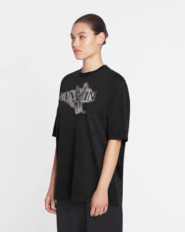 Lanvin X Future Classic Eagle Print Tshirt Black Women Lanvin TShirts and Sweatshirts