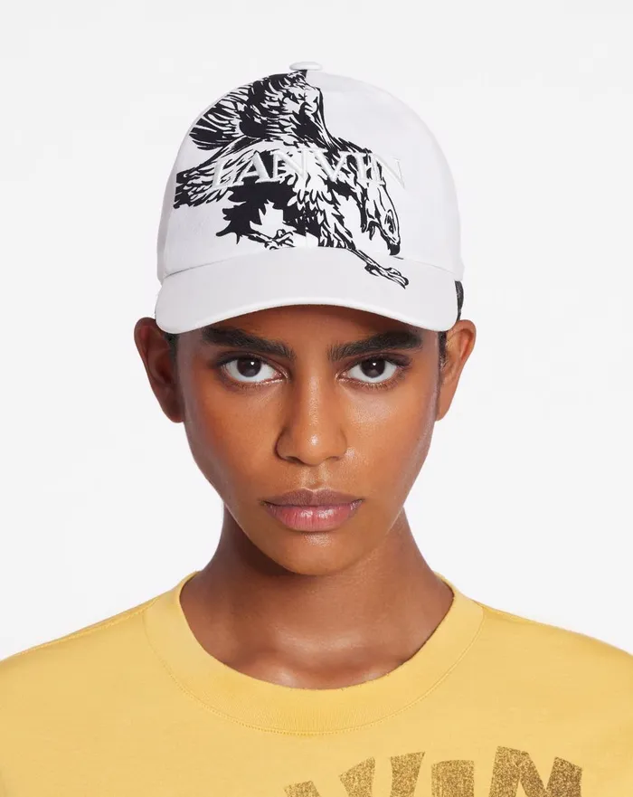 Lanvin X Future Eagle Cotton Cap Off White Black Women Lanvin Hats