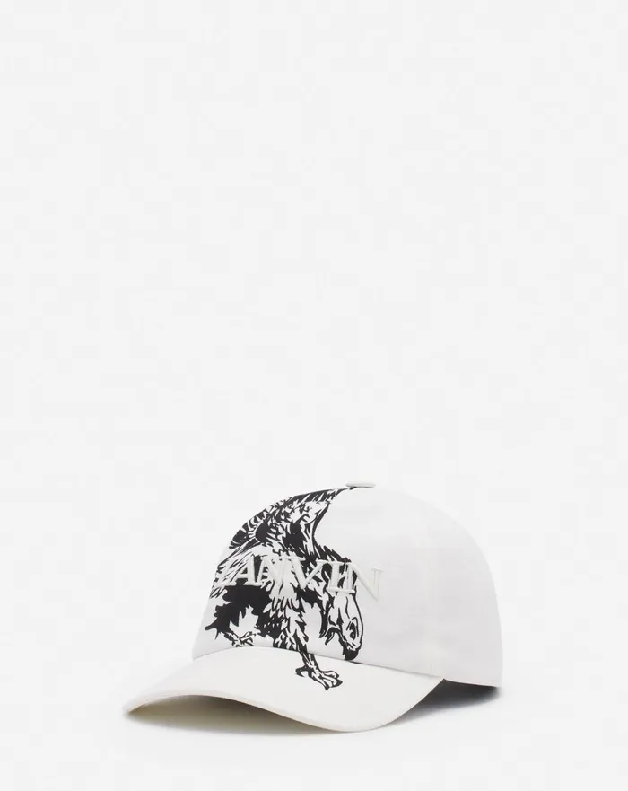 Lanvin X Future Eagle Cotton Cap Off White Black Women Lanvin Hats