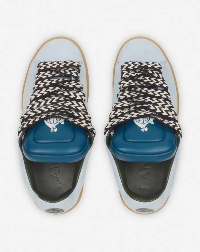 Lanvin X Future Hyper Curb Sneakers In Leather And Suede For Men Bluedark Blue Men Lanvin Sneakers Lanvin X Future Hyper Curb Sneakers In Leather And Suede For Men Bluedark Blue Men Lanvin Sneakers