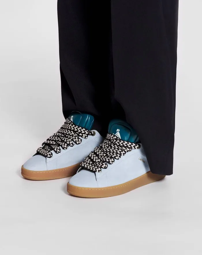 Lanvin X Future Hyper Curb Sneakers In Leather And Suede For Men Bluedark Blue Men Lanvin Sneakers Lanvin X Future Hyper Curb Sneakers In Leather And Suede For Men Bluedark Blue Men Lanvin Sneakers