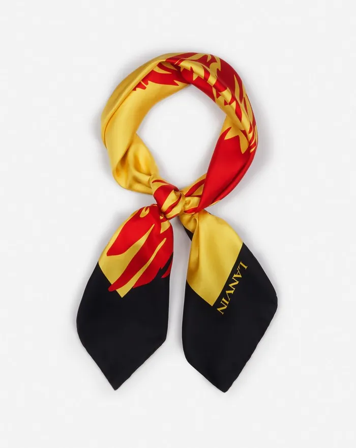 Lanvin X Future Printed Silk Eagle Scarf Cornbright Orange Men Lanvin Hats