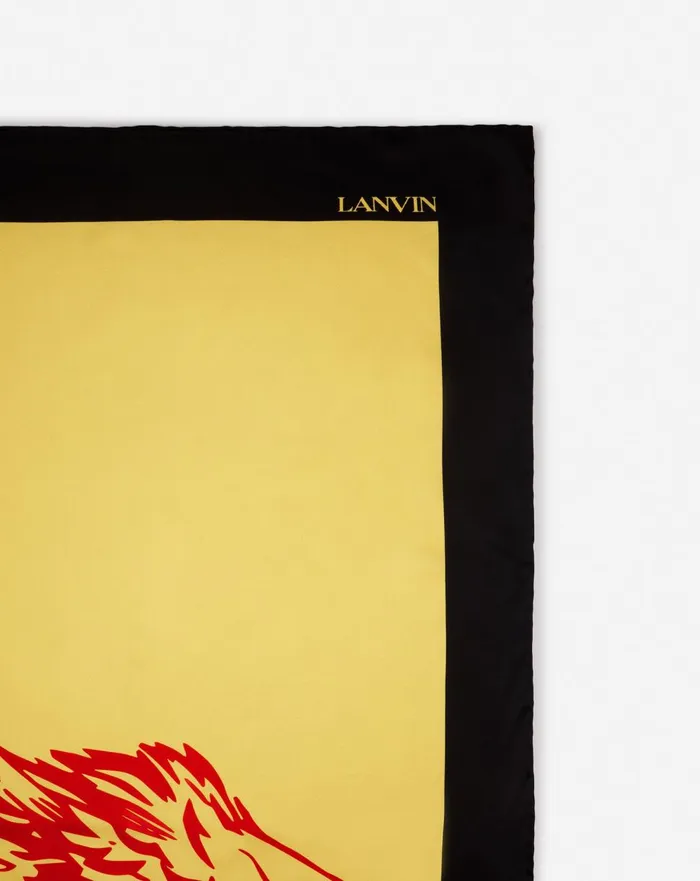 Lanvin X Future Printed Silk Eagle Scarf Cornbright Orange Men Lanvin Hats