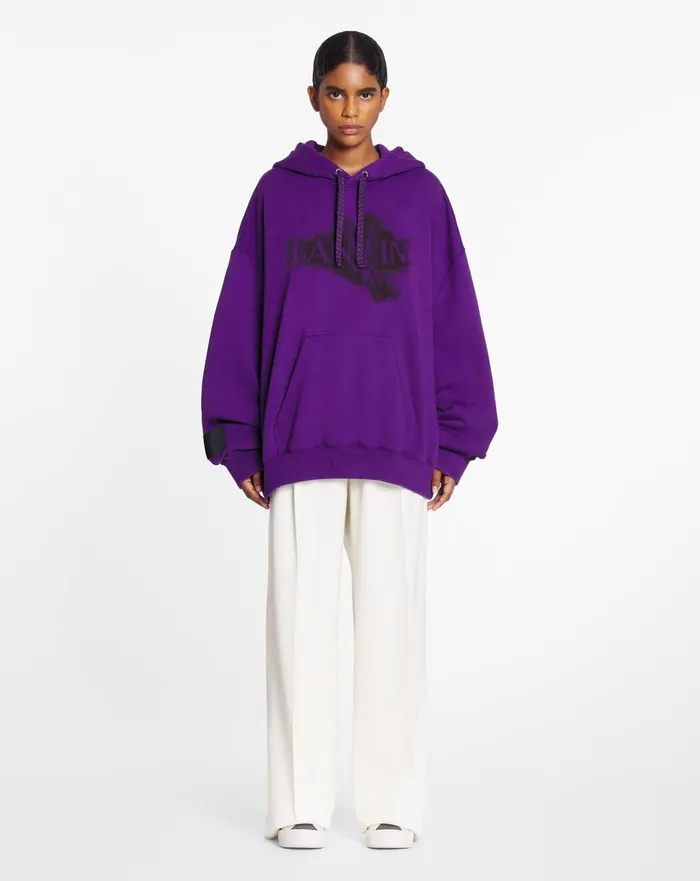 Lanvin X Future Unisex Baggy Hoodie With Eagle Print Purple Reign Women Lanvin TShirts and Sweatshirts Lanvin X Future Unisex Baggy Hoodie With Eagle Print Purple Reign Women Lanvin TShirts and Sweatshirts
