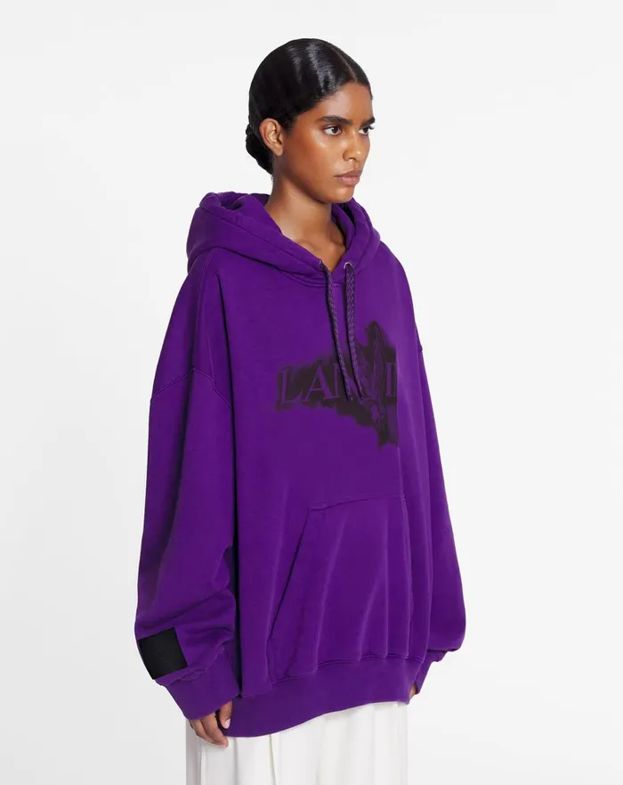 Lanvin X Future Unisex Baggy Hoodie With Eagle Print Purple Reign Women Lanvin TShirts and Sweatshirts Lanvin X Future Unisex Baggy Hoodie With Eagle Print Purple Reign Women Lanvin TShirts and Sweatshirts