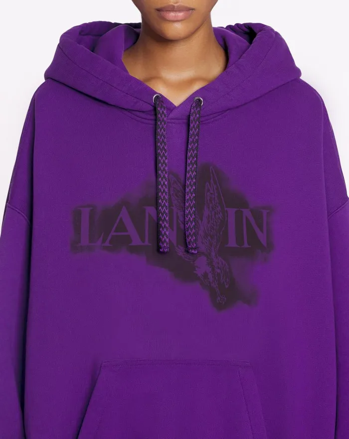 Lanvin X Future Unisex Baggy Hoodie With Eagle Print Purple Reign Women Lanvin TShirts and Sweatshirts Lanvin X Future Unisex Baggy Hoodie With Eagle Print Purple Reign Women Lanvin TShirts and Sweatshirts