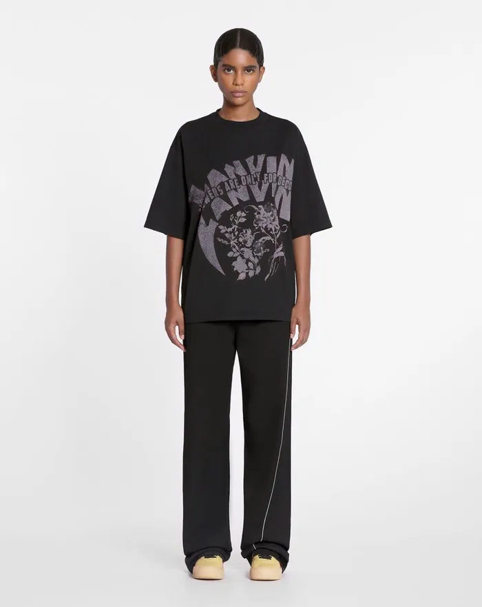 Lanvin X Future Unisex Loosefit Printed Tshirt Black Men Lanvin Coats and Jackets