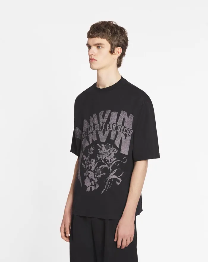 Lanvin X Future Unisex Loosefit Printed Tshirt Black Men Lanvin Coats and Jackets