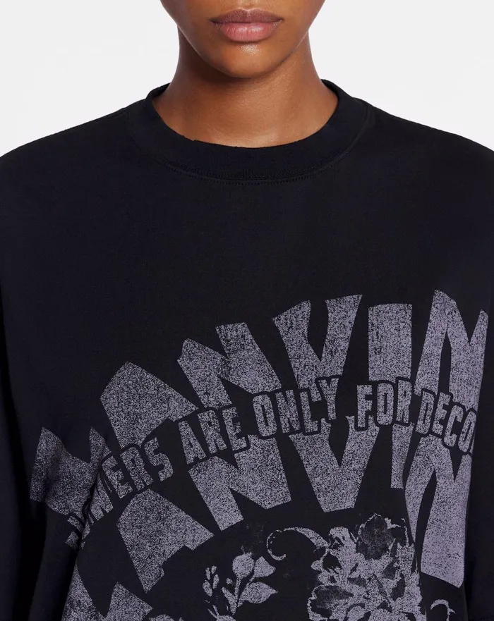 Lanvin X Future Unisex Loosefit Printed Tshirt Black Men Lanvin Coats and Jackets