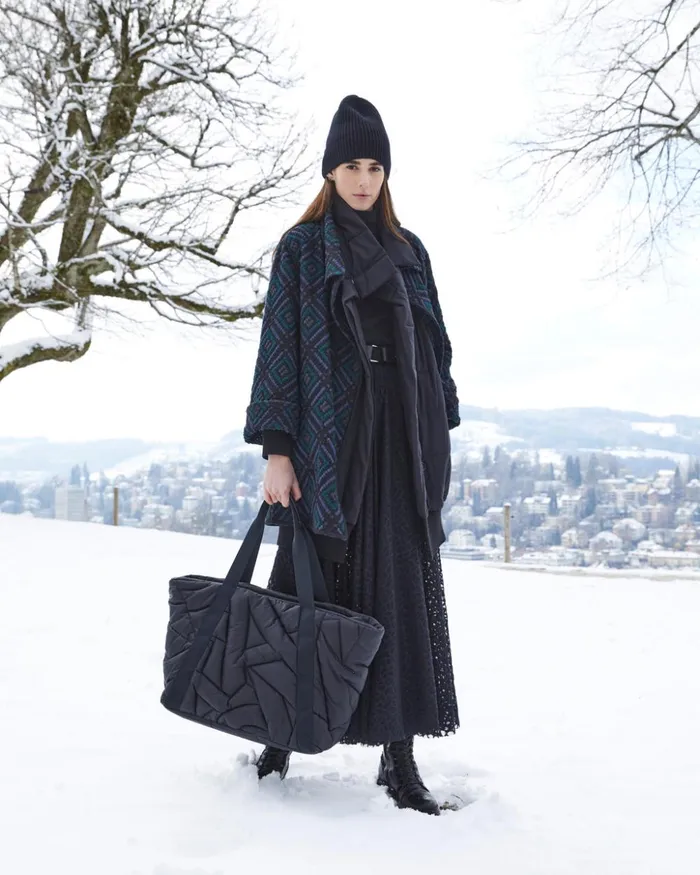 Large Handbag In Second Glance Quilt Black Women Akris Shoulder Bags
