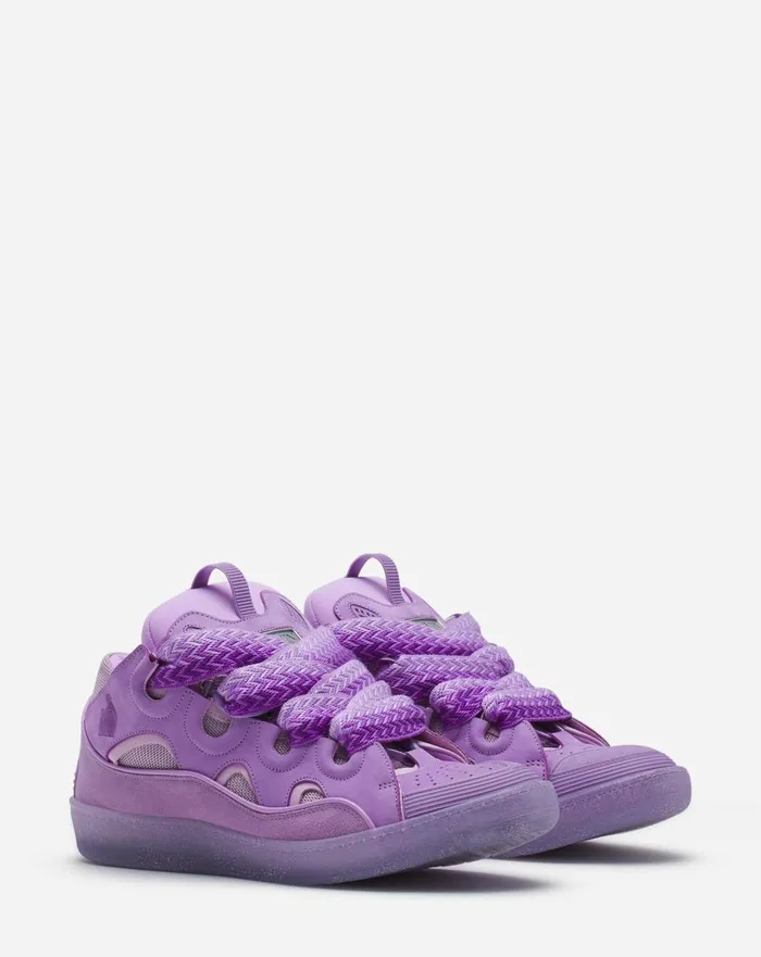 Leather Curb Sneakers Lilac Men Lanvin Sneakers