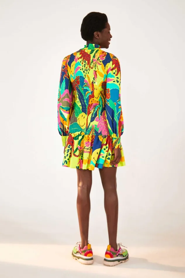 Leopards Jungle Smiley Mini Dress Women Farm Rio Mini Dresses