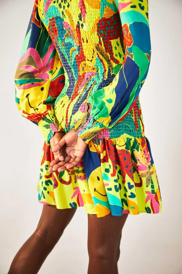 Leopards Jungle Smiley Mini Dress Women Farm Rio Mini Dresses