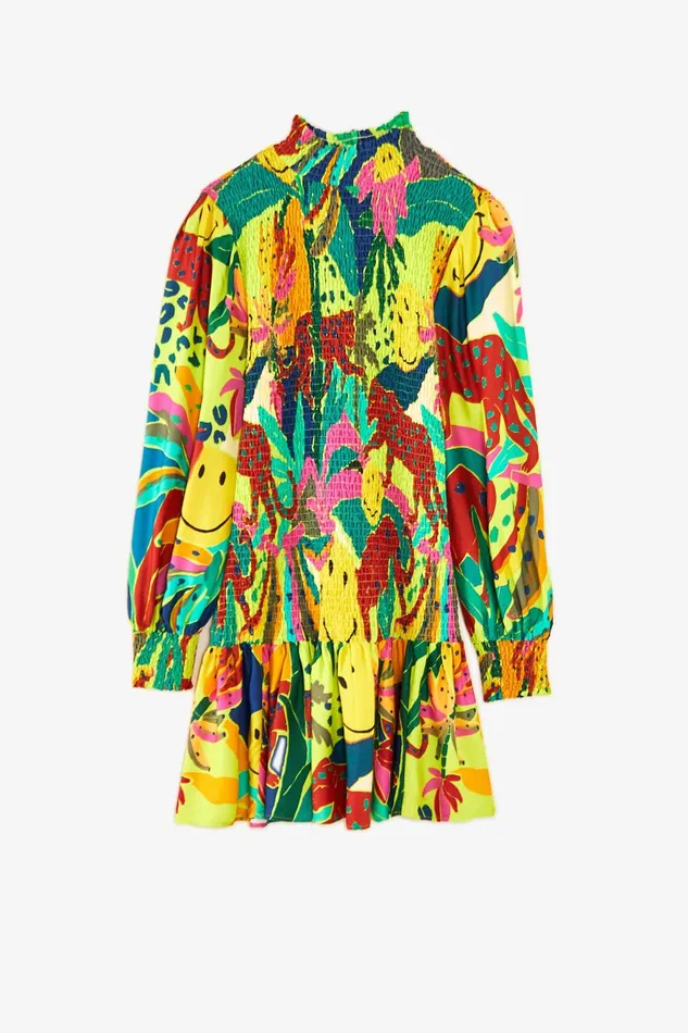 Leopards Jungle Smiley Mini Dress Women Farm Rio Mini Dresses