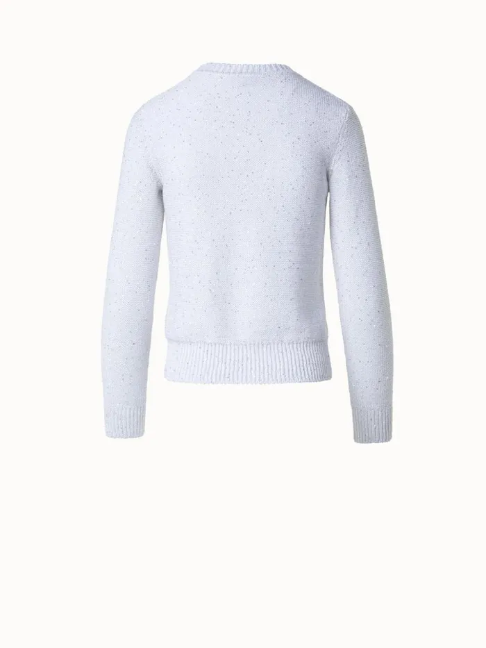 Linen Cotton Sequins Knit Sweater Ecru Women Akris Knitwear