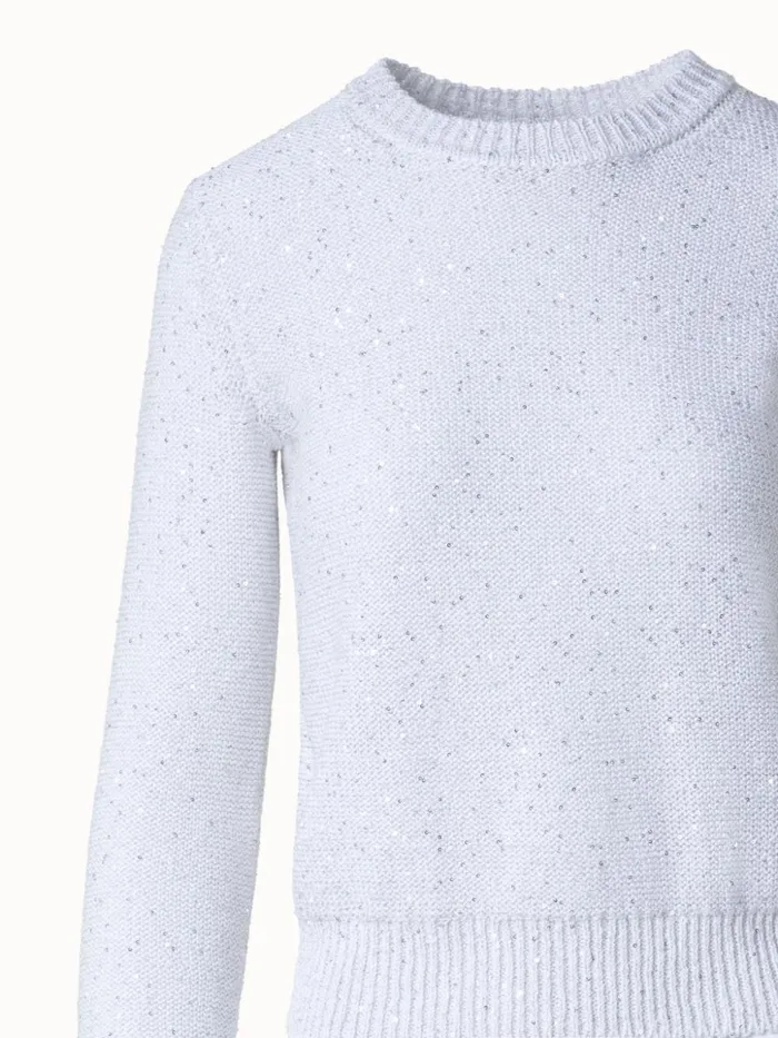 Linen Cotton Sequins Knit Sweater Ecru Women Akris Knitwear