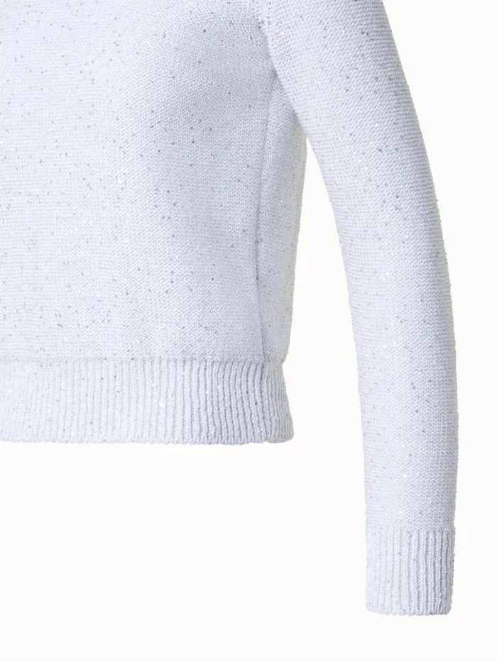 Linen Cotton Sequins Knit Sweater Ecru Women Akris Knitwear