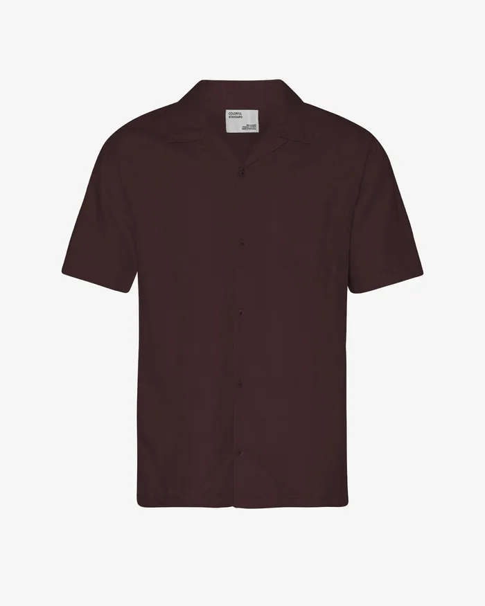Linen Short Sleeved Shirt 8211 Oxblood Red Men Shirts Colorfulstandard