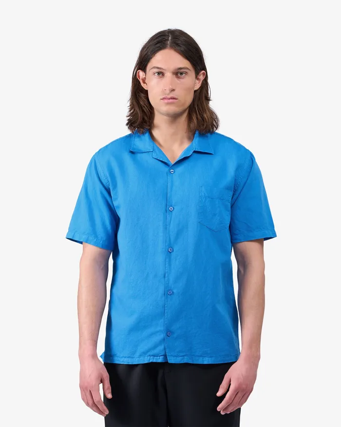 Linen Short Sleeved Shirt 8211 Oxblood Red Men Shirts Colorfulstandard