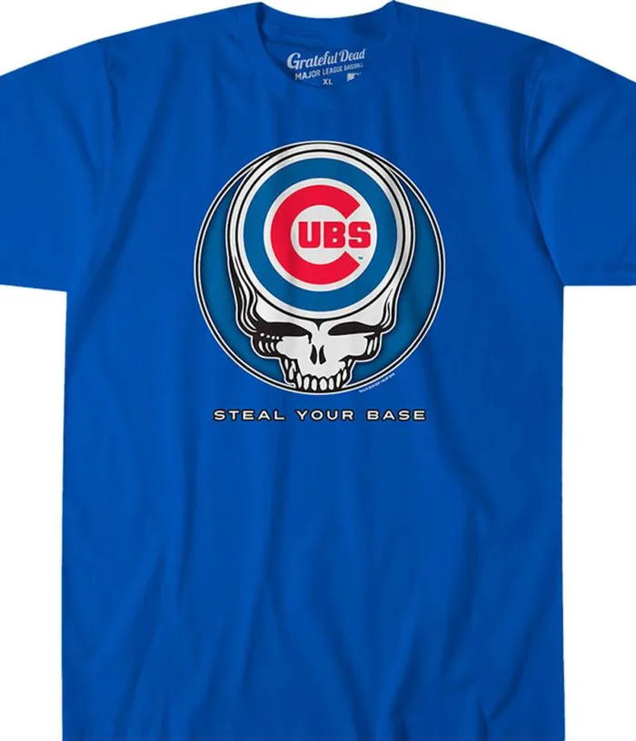 Liquid Blue Athletic TShirt Men Chicago Cubs Steal Your Base Blue Athletic TShirt