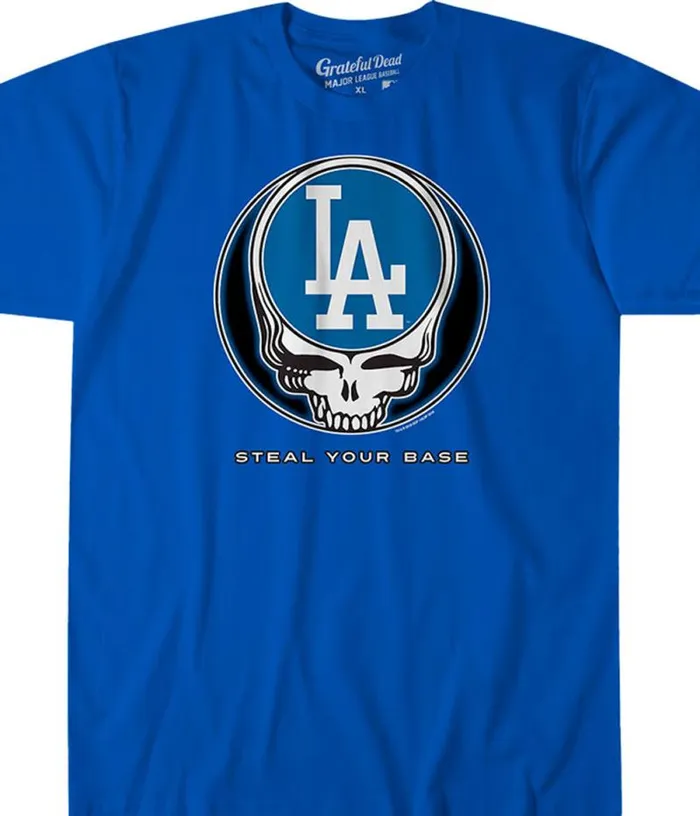 Liquid Blue Athletic TShirt Men Los Angeles Dodgers Steal Your Base Blue Athletic TShirt