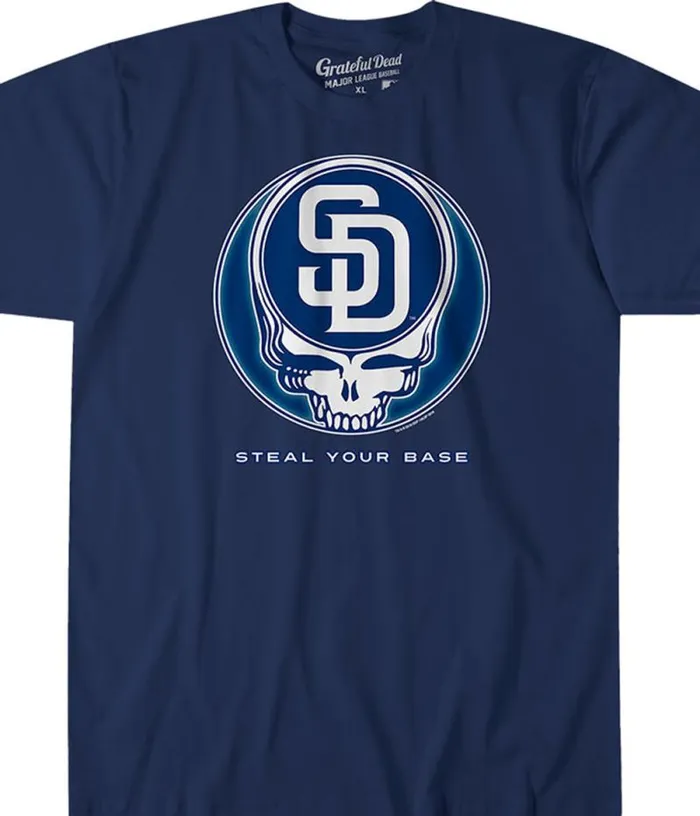 Liquid Blue Athletic TShirt Men San Diego Padres Steal Your Base Navy Athletic TShirt
