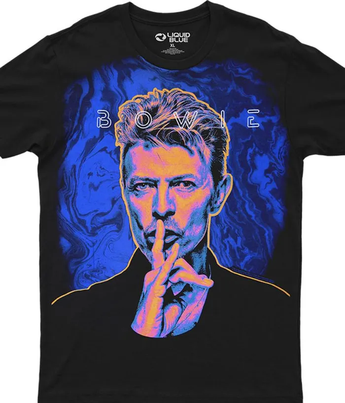 Liquid Blue Athletic TShirt Men SHHH Bowie Black Athletic TShirt
