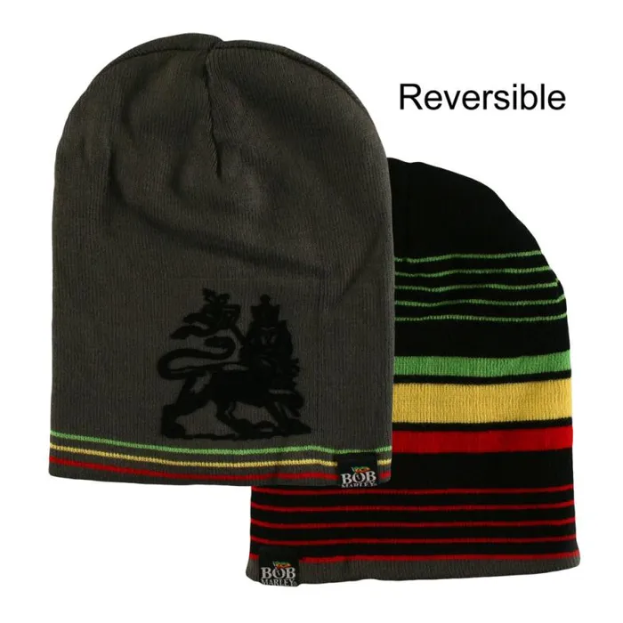 Liquid Blue Hats Accessories Marley Rasta Stripe Reversible Beanie
