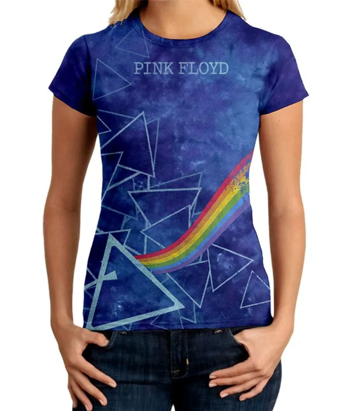 Liquid Blue Juniors Long Length Women Prisms TieDye Juniors Long Length TShirt
