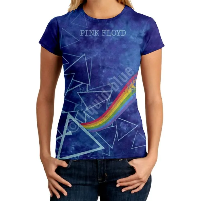 Liquid Blue Juniors Long Length Women Prisms TieDye Juniors Long Length TShirt