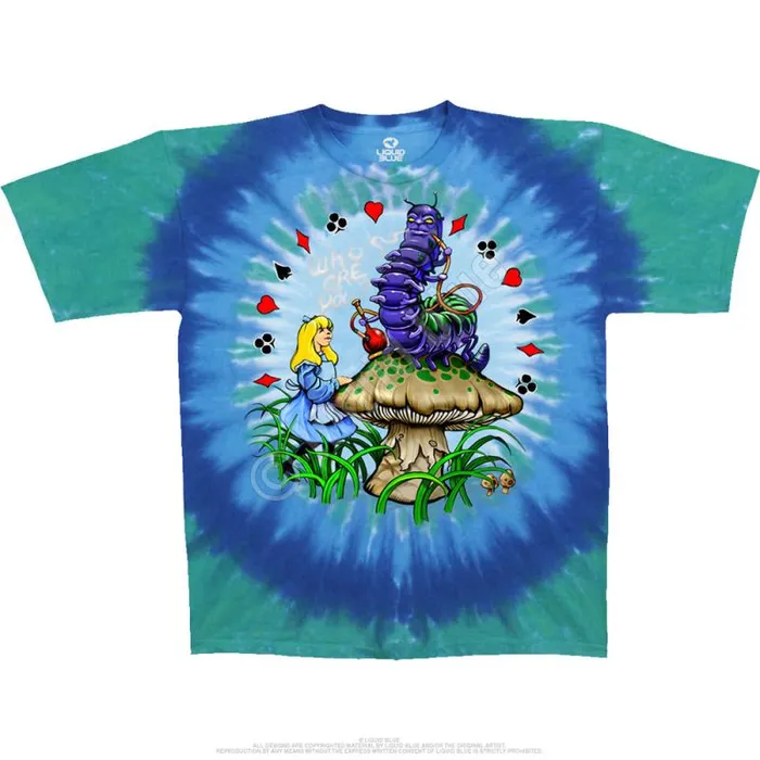 Liquid Blue TShirt Men Alice And Caterpillar TieDye TShirt