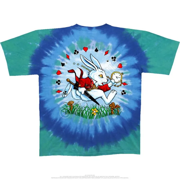 Liquid Blue TShirt Men Alice And Caterpillar TieDye TShirt
