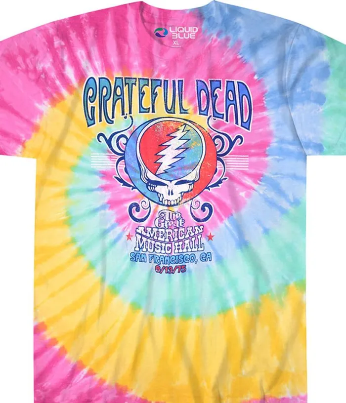 Liquid Blue TShirt Men American Music Hall Spiral TieDye TShirt