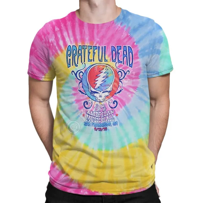 Liquid Blue TShirt Men American Music Hall Spiral TieDye TShirt