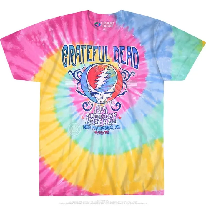 Liquid Blue TShirt Men American Music Hall Spiral TieDye TShirt