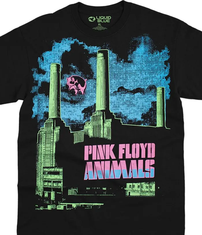Liquid Blue TShirt Men Animals Blacklight Black TShirt