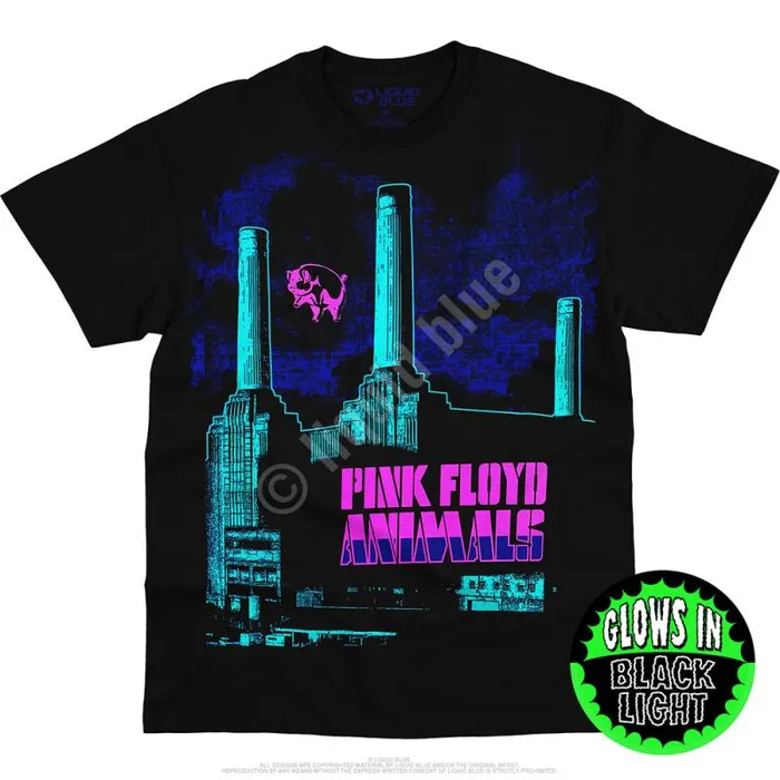 Liquid Blue TShirt Men Animals Blacklight Black TShirt