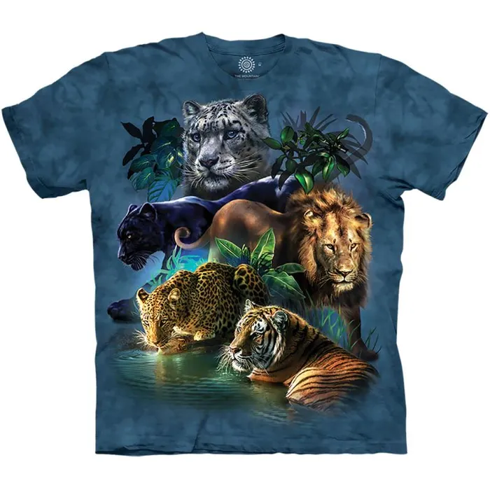 Liquid Blue TShirt Men Big Cats Jungle Classic Cotton TShirt