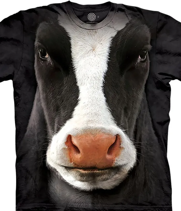 Liquid Blue TShirt Men Black Cow Face Classic Cotton TShirt